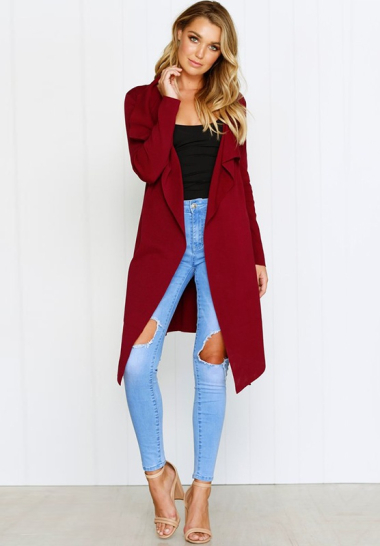 Wholesaler TINA - Long burgundy vest