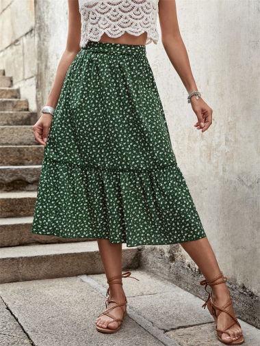 Wholesaler TINA - Green high-waisted midi skirt