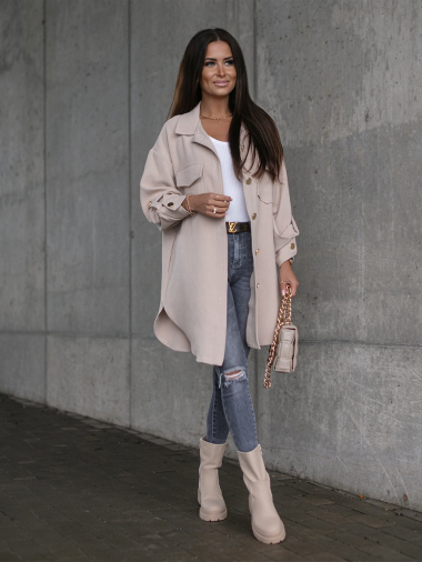 Wholesaler TINA - BEIGE coats bohemian chic style