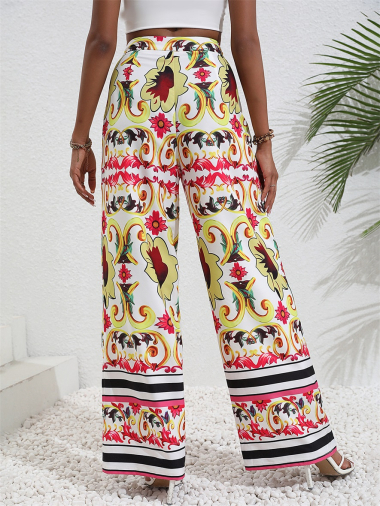 Wholesaler TINA - High waisted wide leg pants Yellow and white