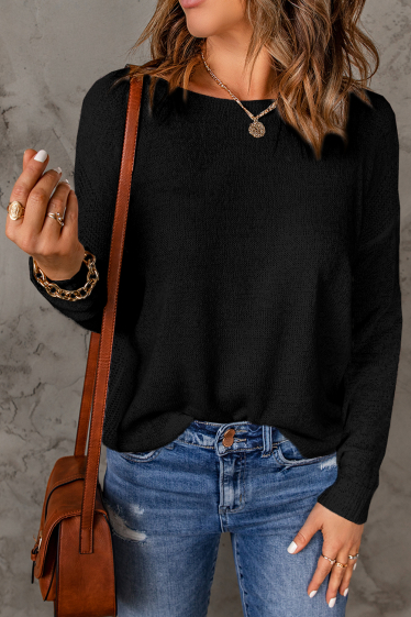 Großhändler TINA - Schwarzer Pullover im Bohemian-Chic-Stil von Anaelle