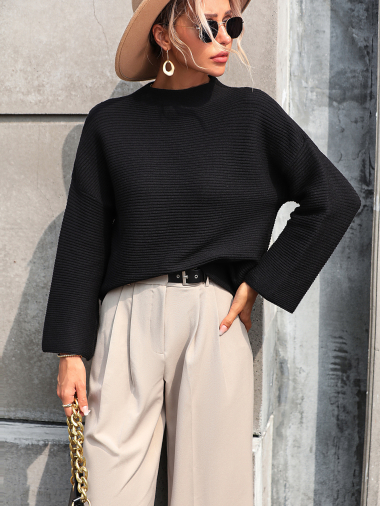 Wholesaler TINA - BLACK bohemian chic style sweaters