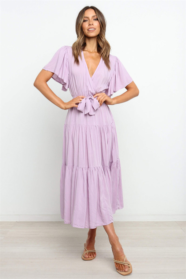 Wholesaler PRETTY SUMMER - Purple ruffled dress