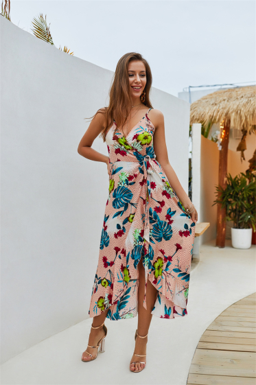 Großhändler PRETTY SUMMER - Rosa asymmetrisches Kleid