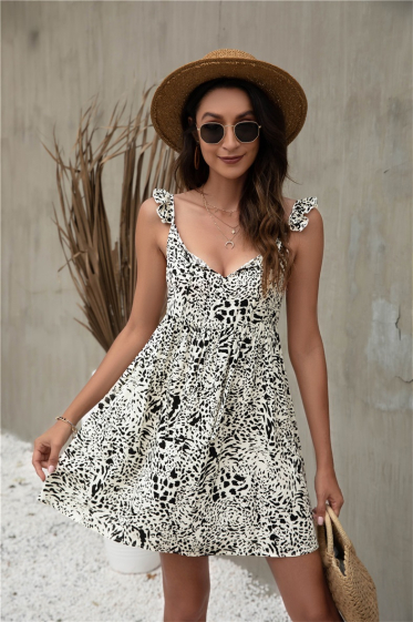 Straight dress White and black TINA Paris Fashion Shops