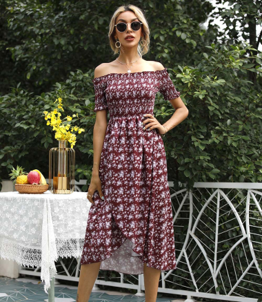 Wholesaler TINA - Burgundy floral dress
