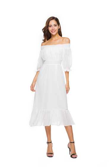 Wholesaler TINA - Long dress White bohemian chic style