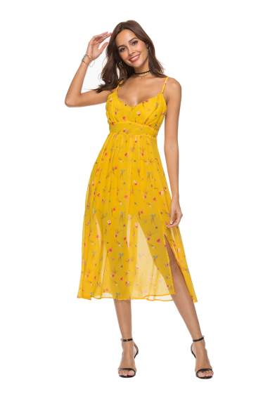 Mayorista TINA - Vestido largo de flores Amarillo estilo bohemio chic