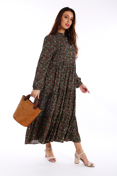 Wholesaler TINA - Long printed dress with long sleeves