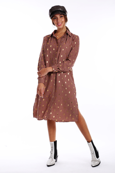 Wholesaler TINA - Long printed dress with long sleeves