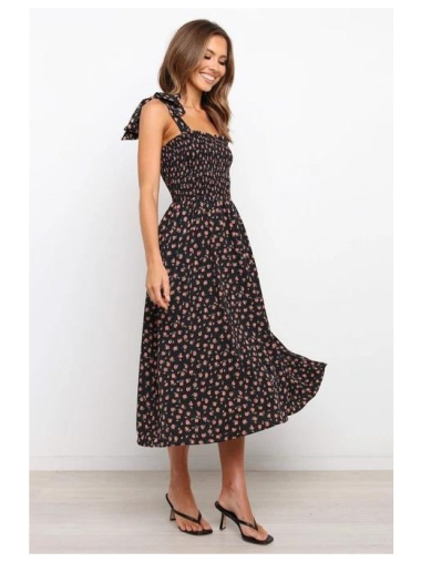 Wholesaler TINA - Long dress Black and pink