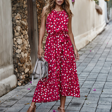 Wholesaler TINA - Long dress Red bohemian chic style