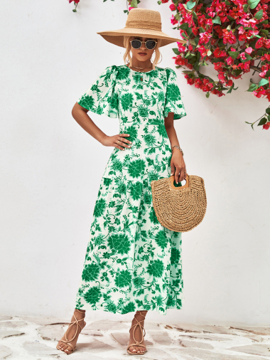 Wholesaler TINA - Long dress Green and white