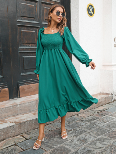 Mayorista TINA - Vestido largo verde estilo bohemio chic