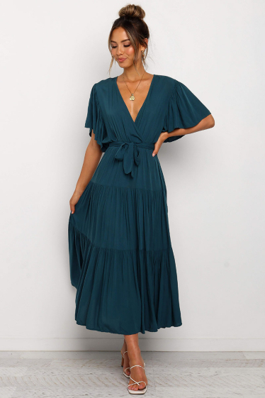 Wholesaler TINA - Green long dress bohemian chic style