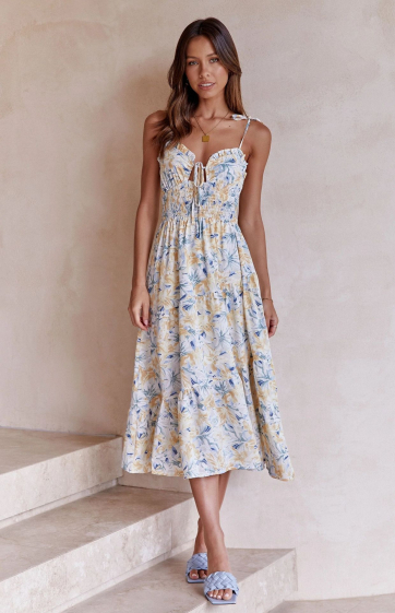 Wholesaler TINA - Long dressWhite bohemian chic style
