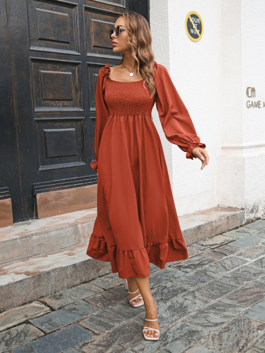 Wholesaler TINA - Long dressOrange bohemian chic style
