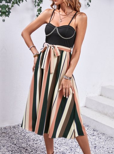 Wholesaler TINA - Midi dress - Black and green