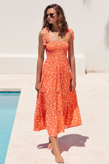 Wholesaler PRETTY SUMMER - Orange midi dress