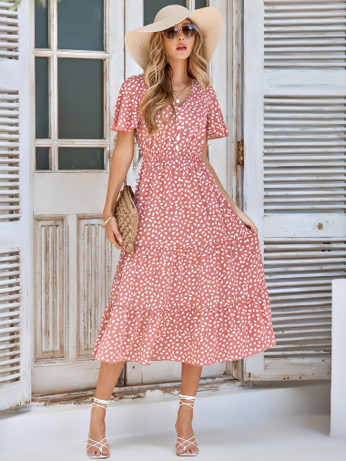 Wholesaler TINA - Midi dress Old pink