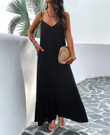 Mayorista TINA - Vestido Mireille negro de estilo bohemio chic