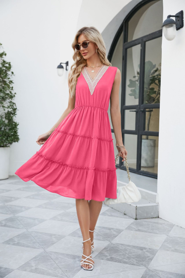 Wholesaler TINA - Pink skater dress, bohemian chic style