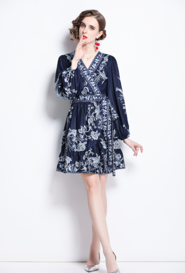 Wholesaler BY GRAZIELLA - Wrap dress Navy blue and turquoise