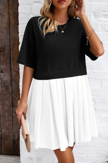 Wholesaler TINA - Shiori dress black/white bohemian chic style