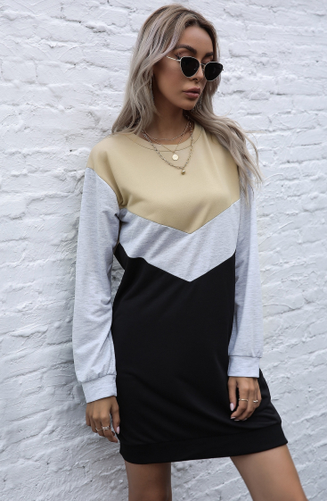 Wholesaler TINA - Sweatshirt dress Black and light gray marl