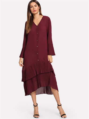 Wholesaler TINA - Burgundy ruffled dress