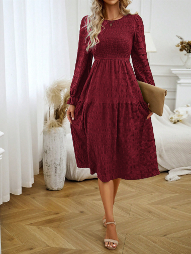 Wholesaler TINA - BORDEAUX dresses bohemian chic style