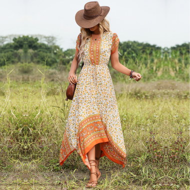 Wholesaler TINA - ORANGE bohemian chic style dresses