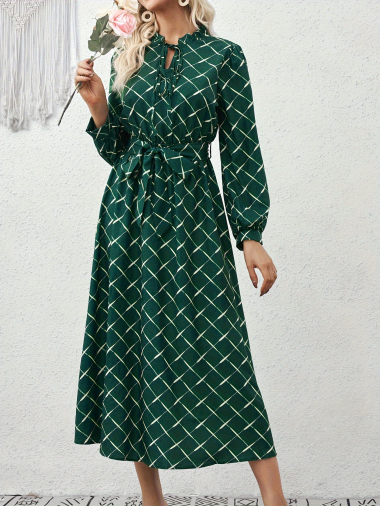 Wholesaler TINA - GREEN dresses bohemian chic style
