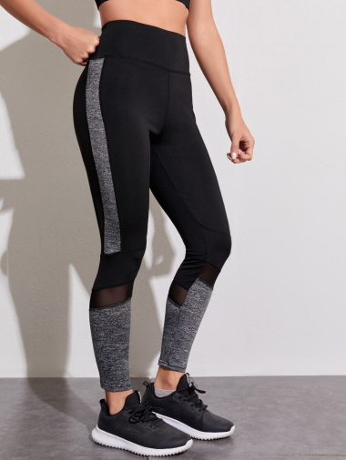 Wholesaler TINA - Sport High-waisted leggings Black and heather gray New Model