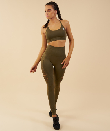 Großhändler TINA - Sport-Leggings mit hoher Taille, Heather Green, neues Modell