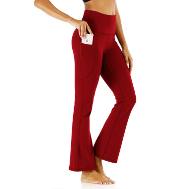 Grossiste TINA - Sport Pantalon flare taille haute Rouge Nouveau Modèle
