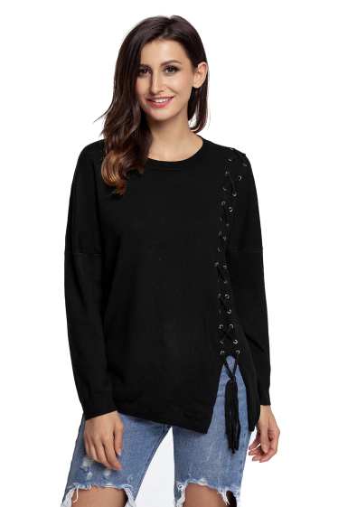 Wholesaler TINA - Black bohemian chic style sweatshirt