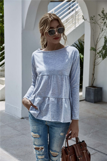 Wholesaler TINA - Heather gray top in bohemian chic style