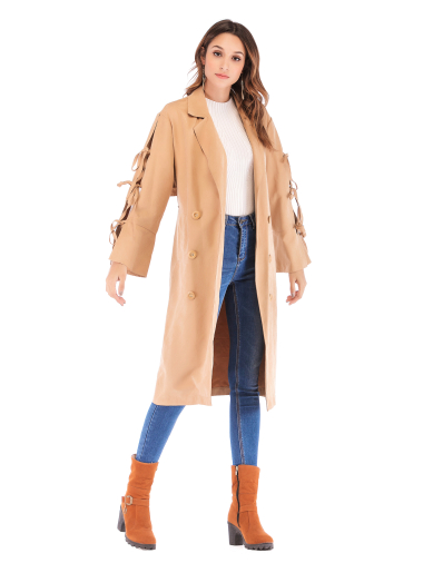 Grossiste TINA - Trench Camel style bohème chic