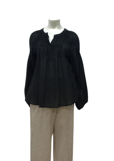 Wholesaler COLOR BLOCK - Flared blouse with puffed sleeves