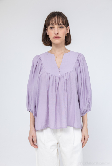 Wholesaler COLOR BLOCK - Large blouse with puffed sleeves