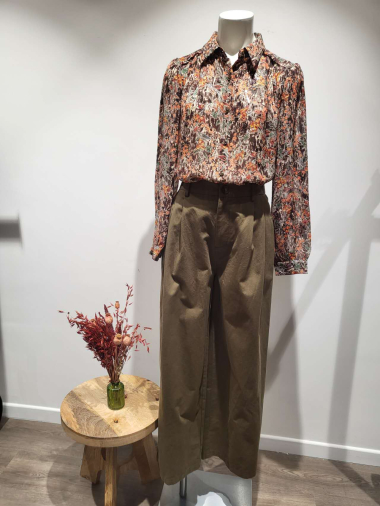 Wholesaler COLOR BLOCK - women's floral print jacquard shirt