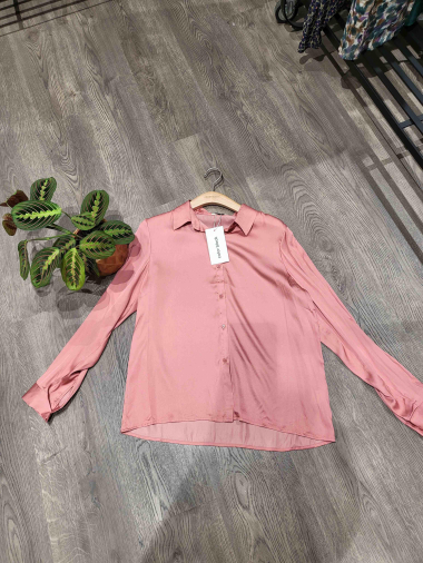 Wholesaler COLOR BLOCK - Women's plain satin shirt