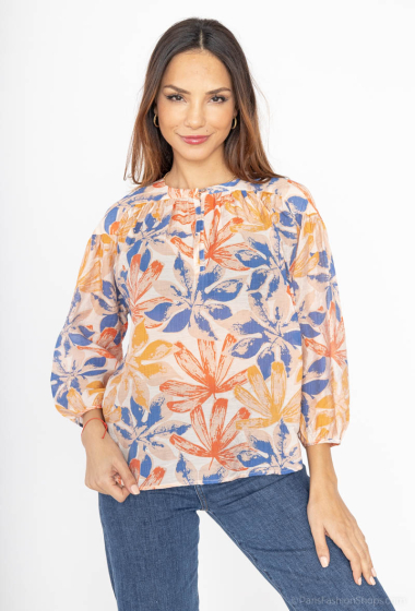 Wholesaler COLOR BLOCK - Printed blouse with round collar