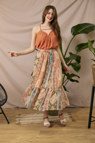 Wholesaler COLOR BLOCK - Long patterned skirt