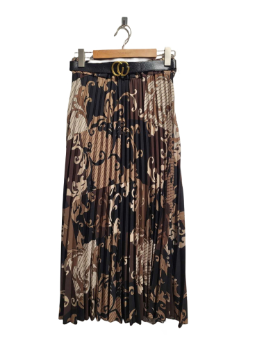 Wholesaler COLOR BLOCK - Women's floral printed pleated skirt