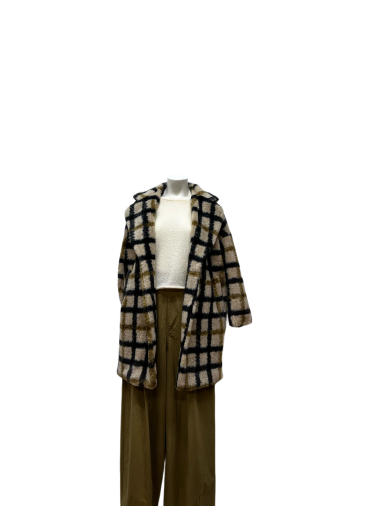 Grossiste COLOR BLOCK - manteau long à carreaux
