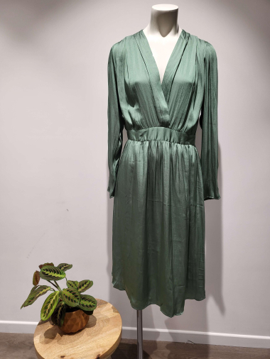 Wholesaler COLOR BLOCK - women's plain satin dress