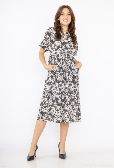 Wholesaler COLOR BLOCK - Short sleeve floral dress
