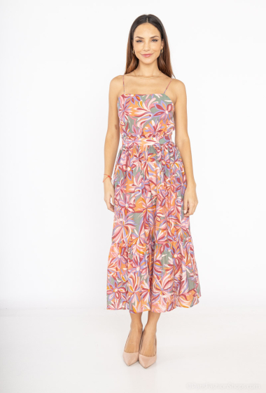 Wholesaler COLOR BLOCK - Long printed dress with thin straps